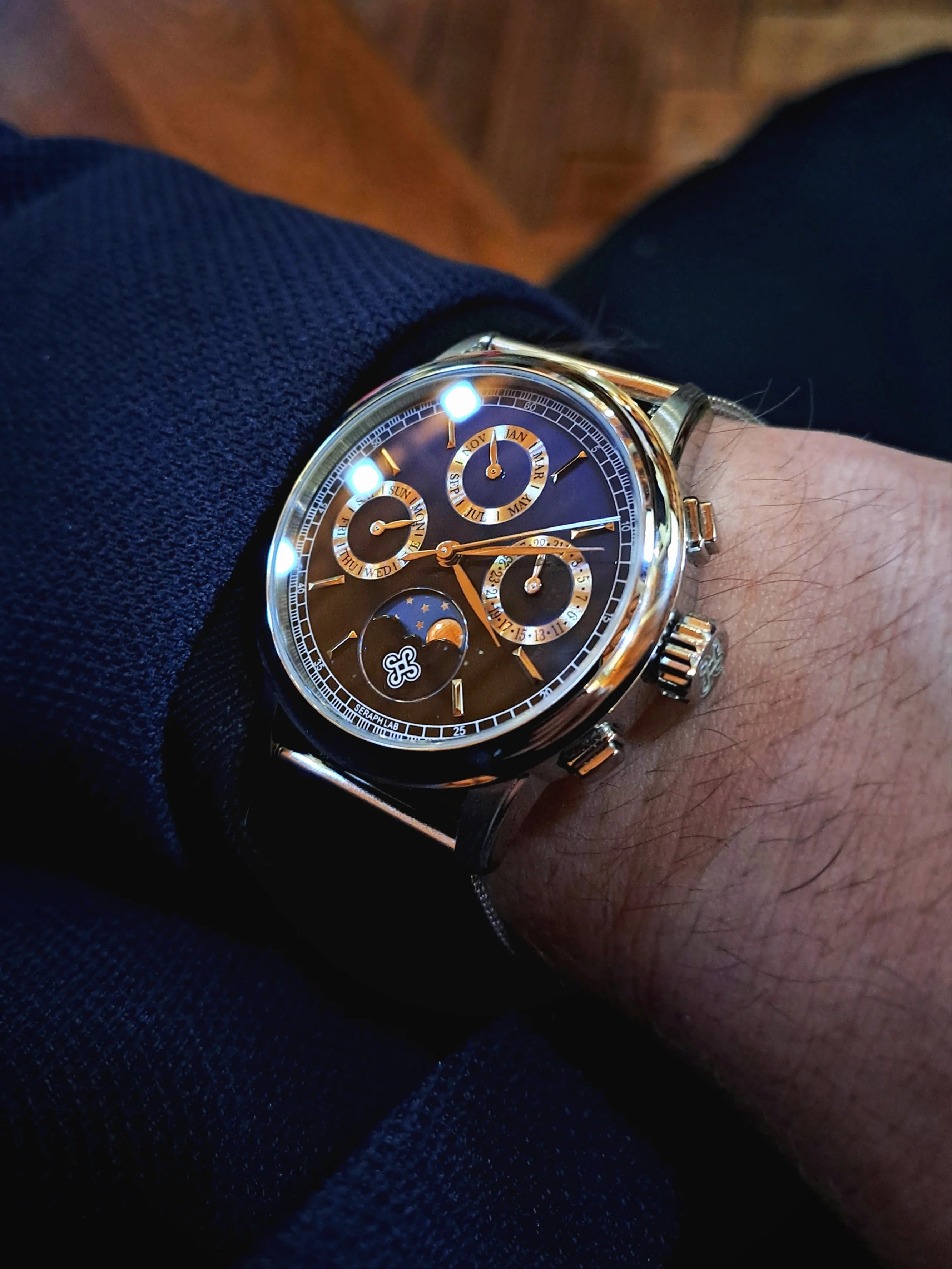 Blue-Black Triple Date Moonphase