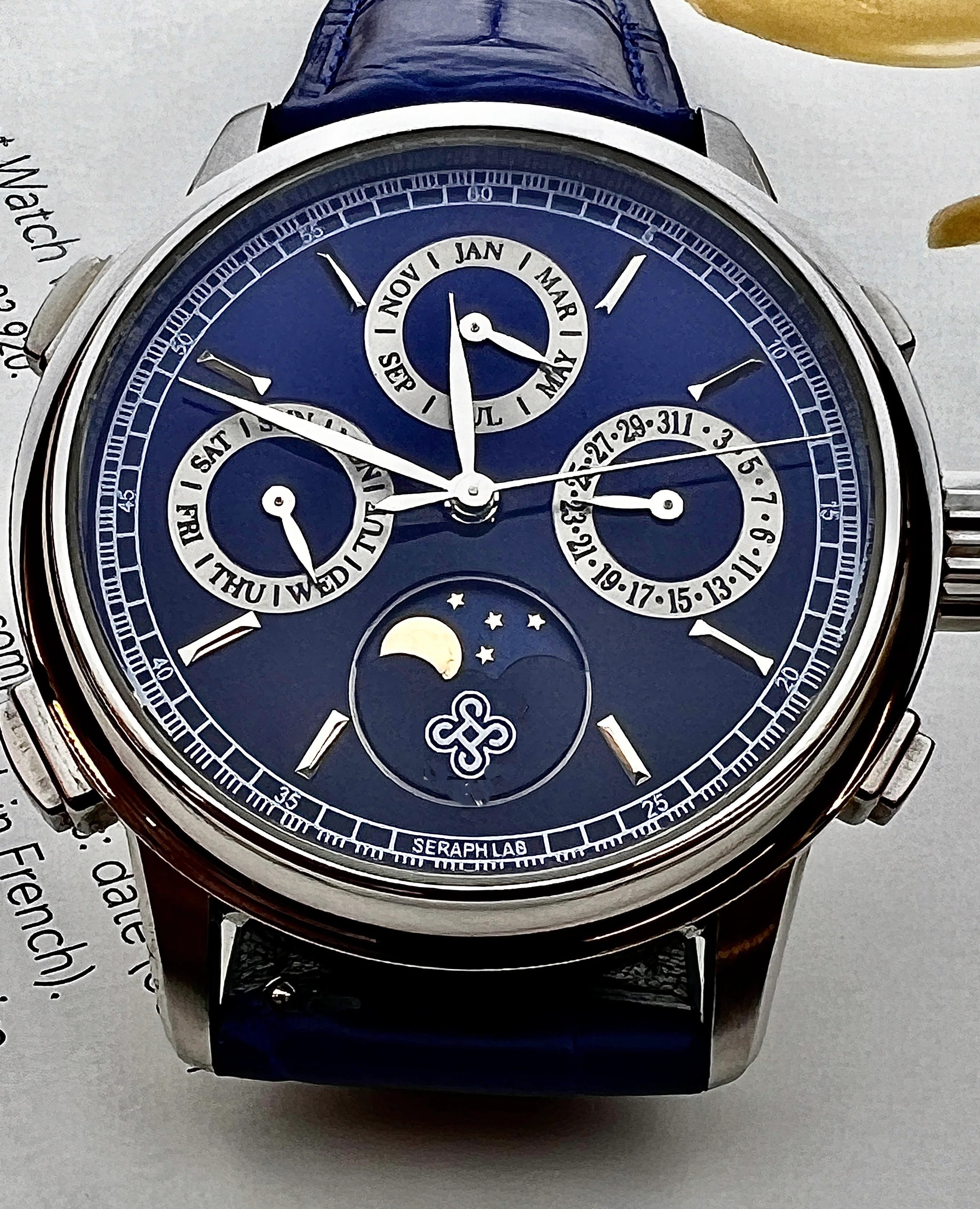 Blue-Black Triple Date Moonphase